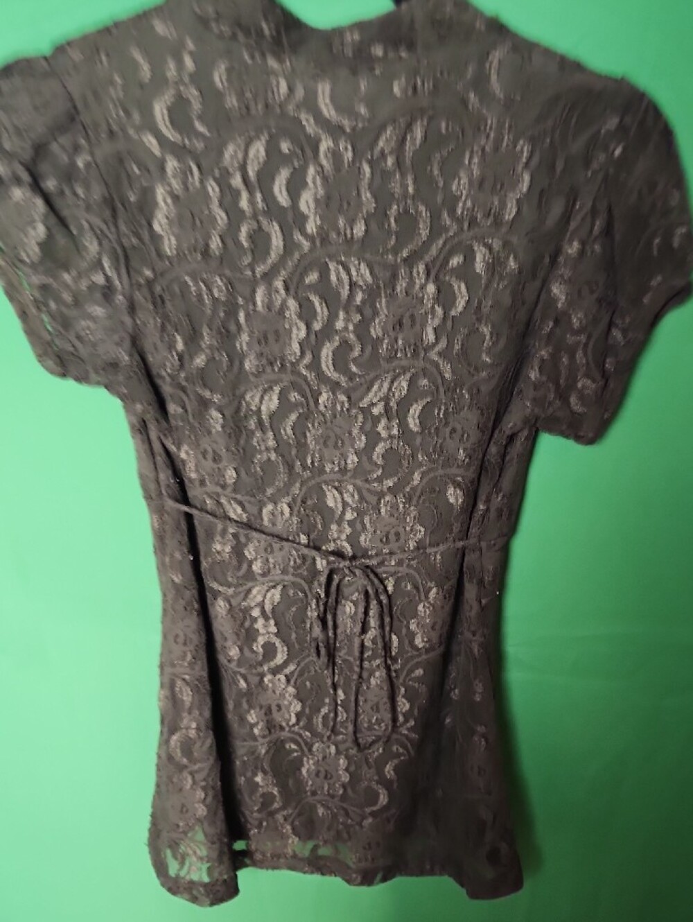 VTG Y2K Heart Soul Olive Green Lace Ruffle Babydoll Blouse Top Small - Picture 6 of 10